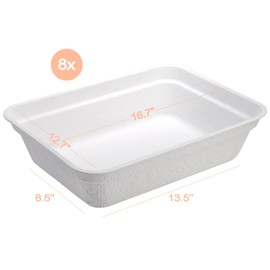 WUWEOT 8 Pack Disposable Cat Litter Boxes, White Cardboard Litter Liner Tray, 16.7" x 12.7" x 4.1" Portable Pet Litter Pan for Hamster, Guinea Pig, Mice, Bunny, Bunny, Small Animals