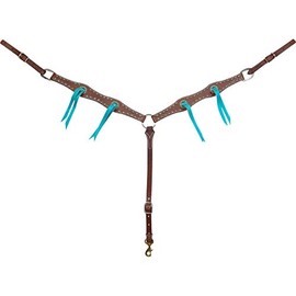 Martin Saddlery 1 1/2 Scalloped Turquoise Blood Knot Breast Collar