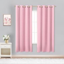 Pink Curtains 63 Inch Length for Baby Girls Nursery Decor,2 Panel Sets Pair Thick Room Darkening Heat Light Blocking Grommet Thermal Insulated Blackout Curtain for Bedroom Girls 52x63 Inches Long