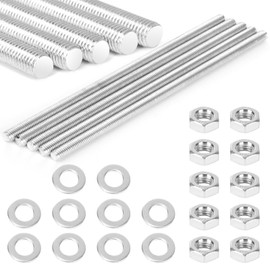 Pack of 5 Threaded Rods M8 x 200 mm, Threaded Rods M8 with Nuts and Washers, Threaded Rod Galvanised Steel, Threaded Rods for Mounting Furniture (M8 x 200 mm)