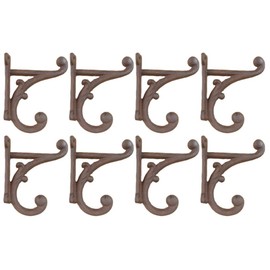 Midwest Craft House 8 Rustic Entryway Hooks Coat Hooks Wall Mounted Double Vintage Looking Coat Hangers Pack of 8