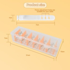 Anseom Cable Storage Box with 7 Compartments and 10 Cable Ties Transparent Cable Management Box Charging Cable Organiser Cable Box Plastic for Desk Storage