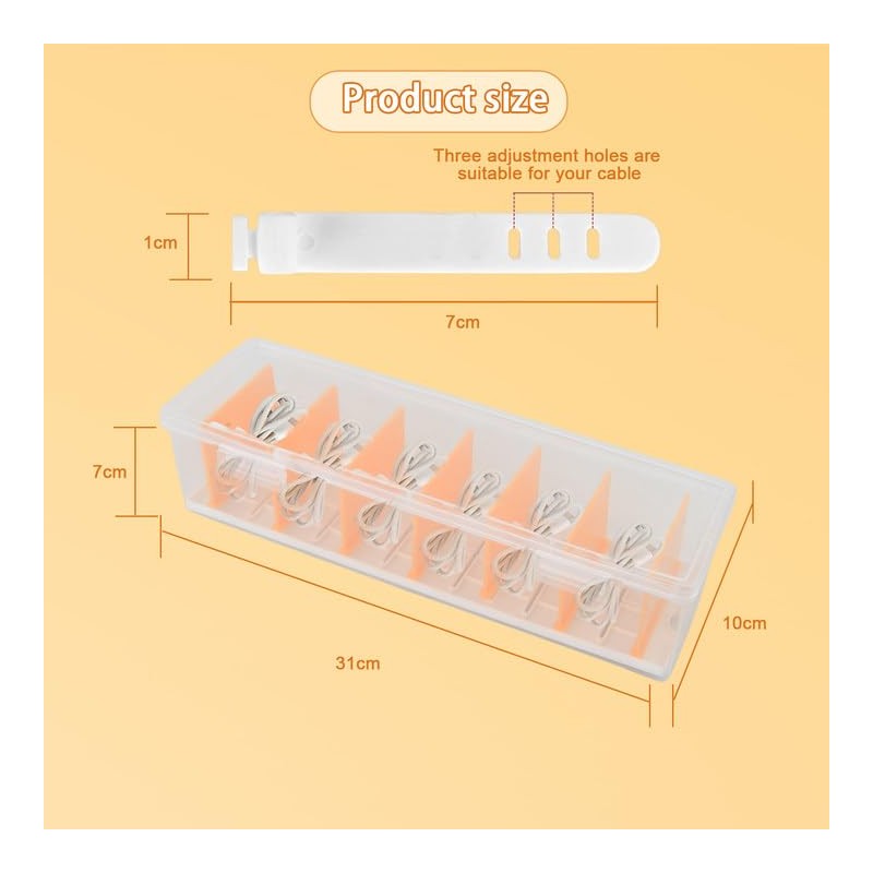 Anseom Cable Storage Box with 7 Compartments and 10 Cable