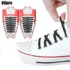 80pcs Silicone Lazy Shoelaces Elastic Black No Tie Shoe Laces