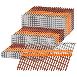 INMOZATA 1000 Count Framing Nails 21°, Full Round Head Hot Dipped Galvanized Ring Shank Plastic Strip Nails Joist Hanger Nails for Woodworking Project.（2-1/2 Inch x 0.113Inch）