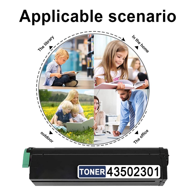 B4400 43502301 Toner Cartridge (Black,2 Pack) Replacement for OKI B4400