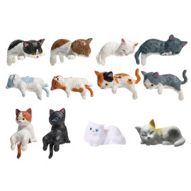 12-Piece Mini Cat Figurines, Set for Computer Monitor Decor and Car Dashboard, Cute Desk Accessories for Office and Home, PVC Material Cat Ornaments