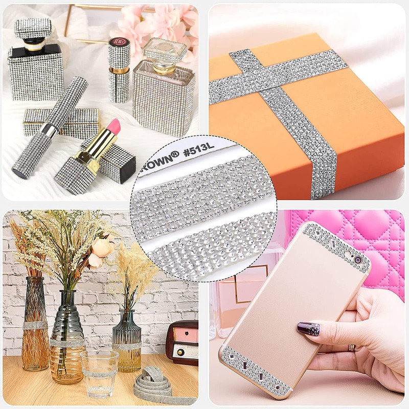 10 Rolls Self Adhesive Rhinestone Ribbon Crystal Diamond Sticker Bling