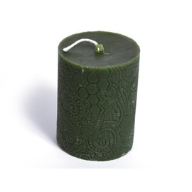 BeeTheLight Beeswax Pillar Candle - 100% Pure Bees Wax - Choose Your Size and Color - 54 Hour Burn Time - Fits 3x4 Holder - Unscented - Natural Light Honey Scent (Earthen Green, Medium)