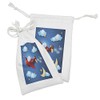 Lunarable Plane Fabric Pouch Set of 2, Retro Airplane Flying