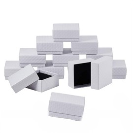 Findout 15pcs Earrings Jewellery Box Set, White Kraft Cardboard Jewellery Boxes, Small Rings and Earrings Box Jewellery Packaging 5x5x2.2cm