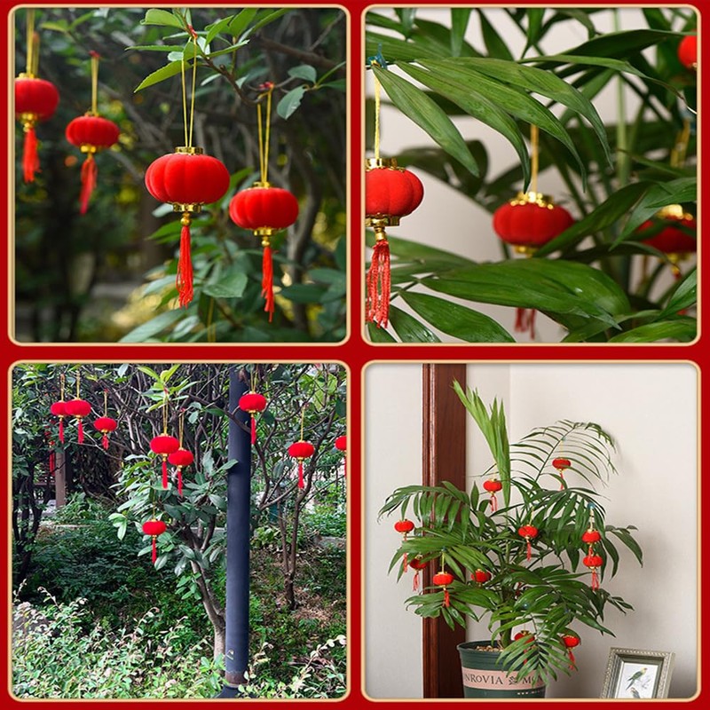 20 Pack Red Lanterns Mini Lucky Hanging Lanterns Chinese Lanterns