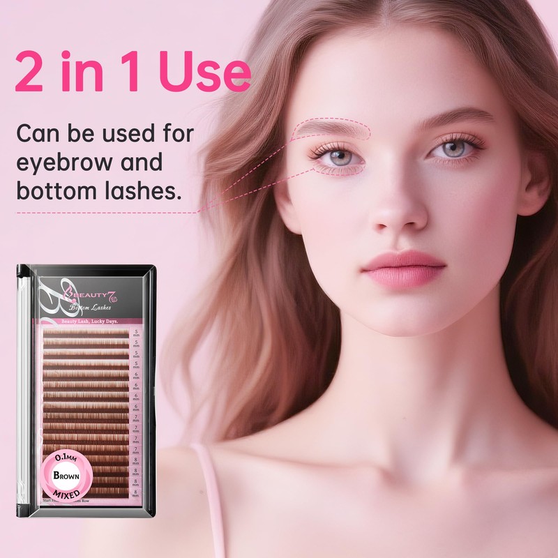 Beauty7 Brown Eyebrow Extensions Matte Individual Eyebrow False Lash Extension