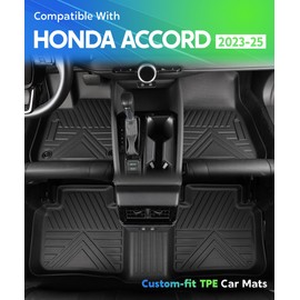 TPE All-Weather Floor Mats for Honda Accord 2023 2024 2025 | Custom Fit Heavy Duty Truck Floor Liners | Front & Rear Row Protection | Durable, Odorless, Easy to Clean (3-Piece Set, Black)