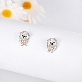 Hedgehog Earrings Sterling Silver Hedgehog Stud Earrings Cute Animal Jewelry Gifts for Women