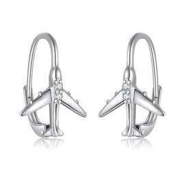 YAFEINI Airplane Earrings 925 Sterling Silver Lever Back Airplane Earrings Jewelry for Women