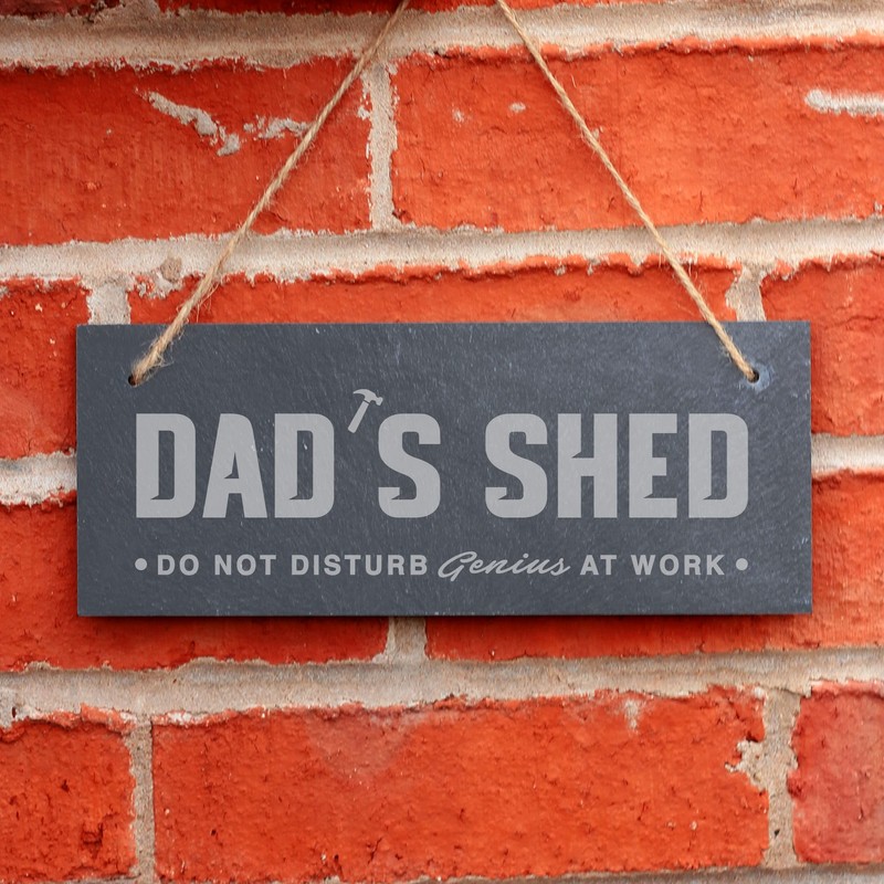 eBuyGB Dad's Shed Sign, Hanging Rectangle Slate Door Sign, 25x10cm