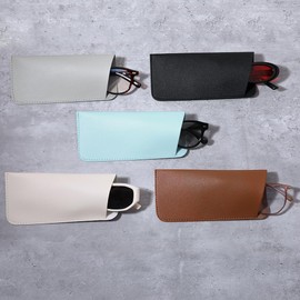 FEISEDY B1194 Eyeglass Case, Leather, Sunglasses Case, Slim, Thin, Soft, Carrying, 0.5 oz (15 g), Ultra Lightweight, Easy to Use, Stylish, Men's, Women's,, gray