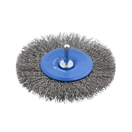 Högert Technik - Scheibenbürste mit 100 mm Schaft I 0.3 mm Stahldraht I Hochwertige Frontbürste mit Gewinde I HT7D713