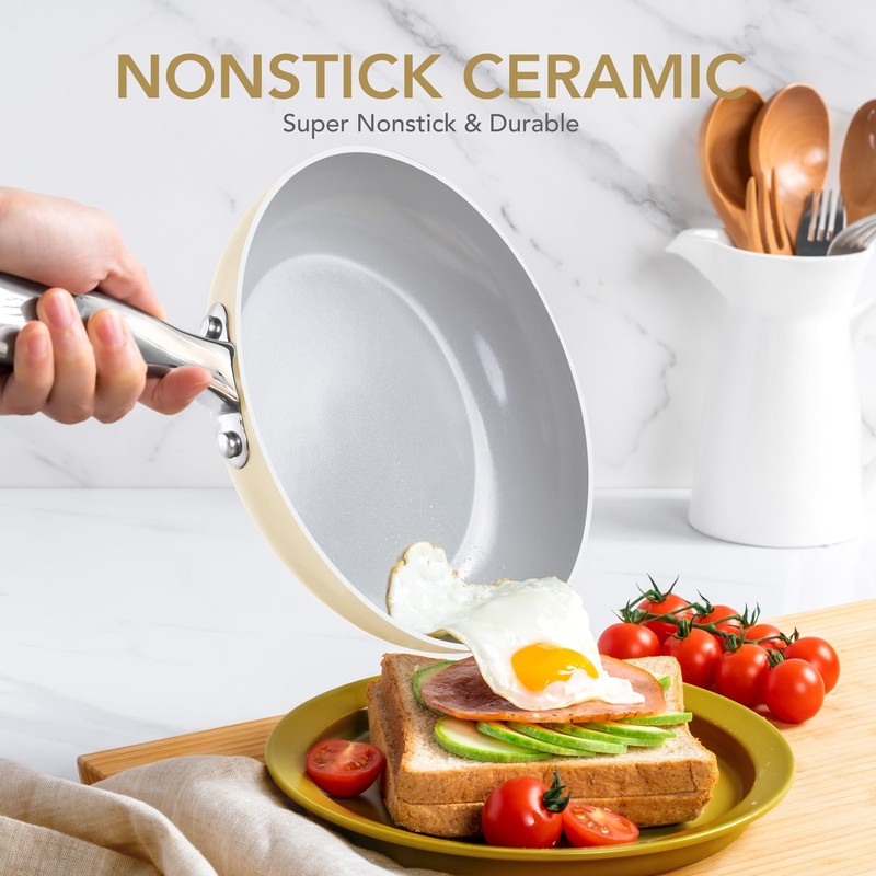 MICHELANGELO Frying Pans Nonstick with Lid - 8 Inch Small