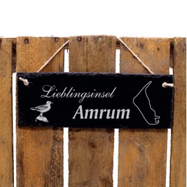 Favourite Island Amrum Slate Sign Engraved Seagull Door Sign 22 x 8 cm Dekolando