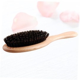 Minkissy Wooden Handle Bristle Massage Comb Anti-static Hair Care Tool for Daily Use Durable Scalp Stimulator for All Hair Types Light Brown Hairdressing Accessory