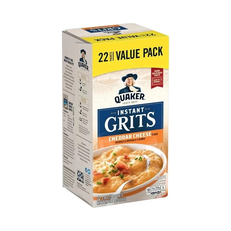 Quaker, Instant Grits, Cheddar Cheese, 0.99 Oz, 22 Packets