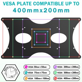 TV Mount Adapter Plate Bracket, Conversion Kit for VESA LCD LED up to 400x200mm, Suitable for Screens 32" to 55", Hardware Included, Black