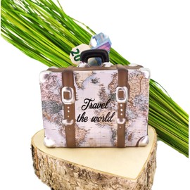 MC-Trend Money Box Travel The World Holiday World Travel Dream Travel Money Box Travel Money Gift Idea Wishes (Cream)