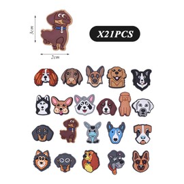 SLEEKEE Pack of 21 Cartoon Dog Shoe Decorations, PVC Shoe Decorations, Cute Shoe Decorations, Children's Shoe Decorations, Interesting Shoe Decorations, Removable Shoe Decorations, Unit size,