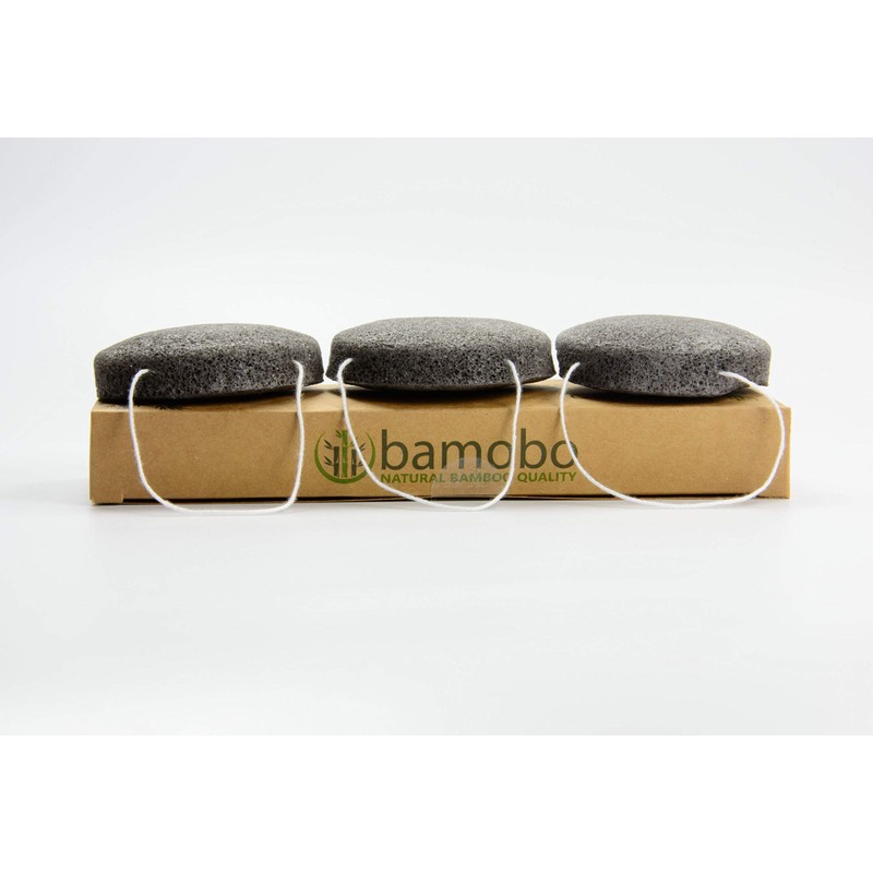 Konjac Sponge (Pack of 3), 100% Natural Face Exfoliating Cleansing