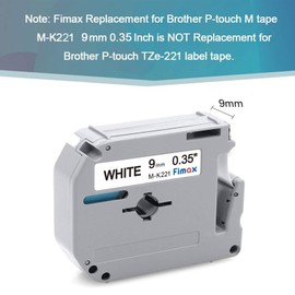 Fimax Compatible Label Tape Replacement for Brother P Touch M Tape M-K221 MK221 9mm Black on White Cassette for Brother Label Marker Ptouch PT M95 65 90 80 75 70 55, 5-Pack