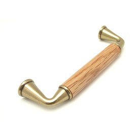 Wake Sangyo TW-347 Wooden Handle Antique Brass 3.8 inches (96 mm) Door Cupboard Handle