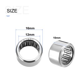 METALLIXITY HK1210 Needle Roller Bearings 12mm ID x 16mm OD x 10mm Height 5 Packs, Chromium Steel Open End Thrust Bearing - for Industrial Machinery and Equipment