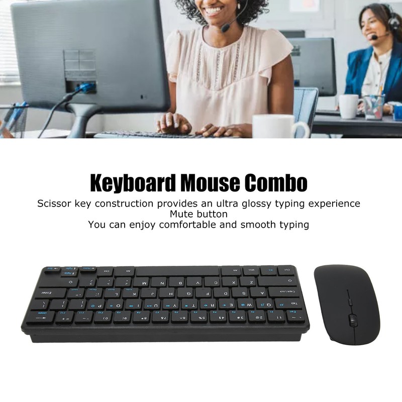 2.4G Wireless Keyboard Mouse Combo Ergonomic 64 Key Keyboard 3
