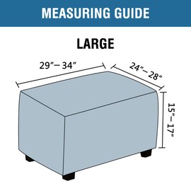 H.VERSAILTEX Ottoman Cover Slipcover Rectangle Fit Length 29"-34" Footrest Sofa Slipcovers Stool Cover Footstool Protector Covers Feature Stretch Thick Soft Jacquard Fabric Removable Washable - Grey