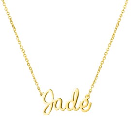 Awegift Women Jewelry Name Necklace Big Initial Gold Plated Best Friend Women Gift for Her Jade