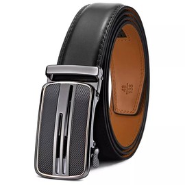 MNA Styles Genuine Leather Belts with Automatic Ratchet Buckle (Black)
