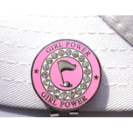 Girl Power W/Crystals Golf Ball Marker and Magnetic Hat Clip