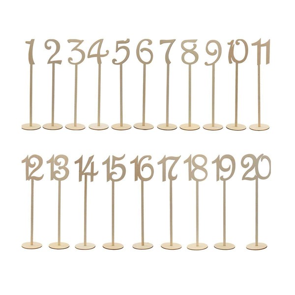 Youngine 20 Holztisch Zahlen mit Halter Basis für Hochzeitsbankett Party Table Home Geburtstag Dekoration (Hoch)