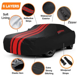 6 Layer W/ Zip Car Cover Waterproof Outdoor Snow Sun For Dodge Charger 2006-2025