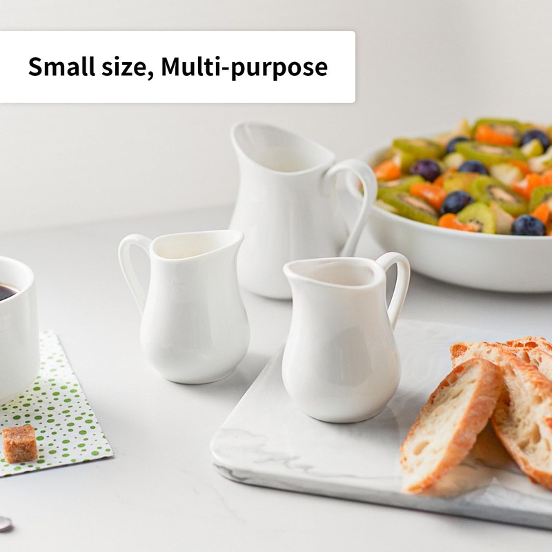 Gurygo 4 Pack 4 Oz Classic White Creamer with Handle