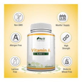 Vitamin A 8000 IU - High Strength Vitamin A Supplement, 400 Softgels 13 Month Supply - Supports The Maintenance of Normal Skin & Vision, Easy to Swallow