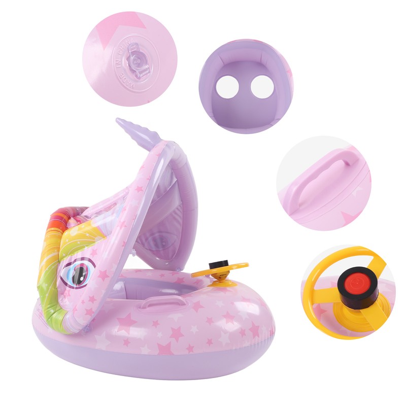 Inflatable Baby Swim Float Cartoon Shape Double Handle Inflatable Baby