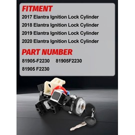 Ignition Lock Switch Assembly with Door Lock Cylinder and 2 Keys Compatible with Elantra 2017 2018 2019 2020 Replace 81905-F2230,81905F2230,81905 F2230