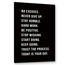 PHAMTE No Excuses Never Give Up Inspirational Workout Wall Art, Motivational Inspirational Print Framed Canvas Painting Artwork Home Gym Yoga Exercise Fitness Room Office Decor（16x24 Inch