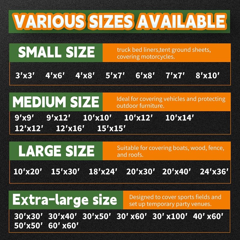 RAINDEWAY Tarps Heavy Duty Waterproof 15x15 Feet, 10Mil Multipurpose Poly