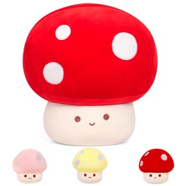 14in Mushroom Plush with 3 Babies, Adorable Mushroom Stuffed Animal Plushie, Soft Fuzzy Stuffy Pillow Gifts for Kids Adults, Kawaii Plush Decor