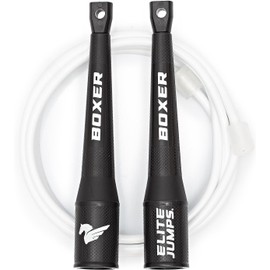 Elite Jumps, Boxer, Speed Jump Rope, Training for Adults, Boxing, Double Jumps, HIIT, Crossfit, Fitness (White)