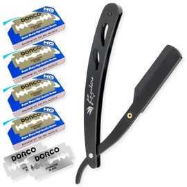 Kazakiri Men's Razor (Supervised by Professional Barber & Impressive Deep Shave), Includes 80 Replacement Blades (40 Blades), Single Blade, Instruction Manual Included, Black